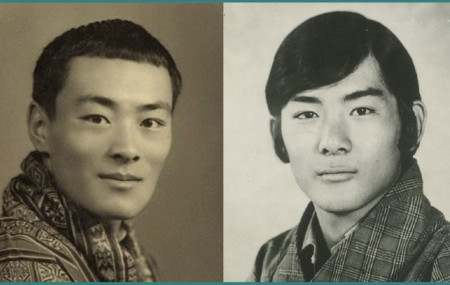 भुटानका तेस्रो राजा जिग्मे दोर्जी वाङचुक र चौथो राजा जिग्मे सिंघे वाङचुक।